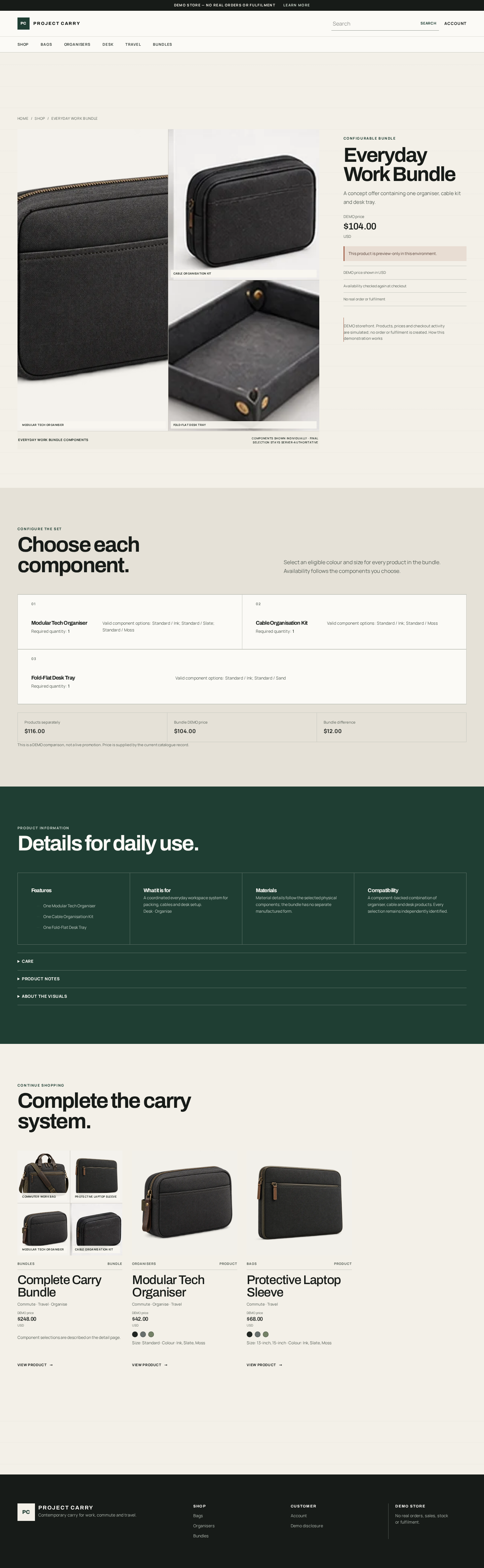 Project Carry Everyday Work System bundle page explaining the included component products